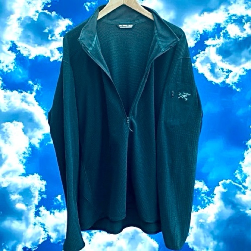 ARCTERYX DELTA LT MEN XXL 1/2 ZIP PULLOVER TEAL TONE ON TONE. P26/L31 ARM POCKET - Picture 3 of 11